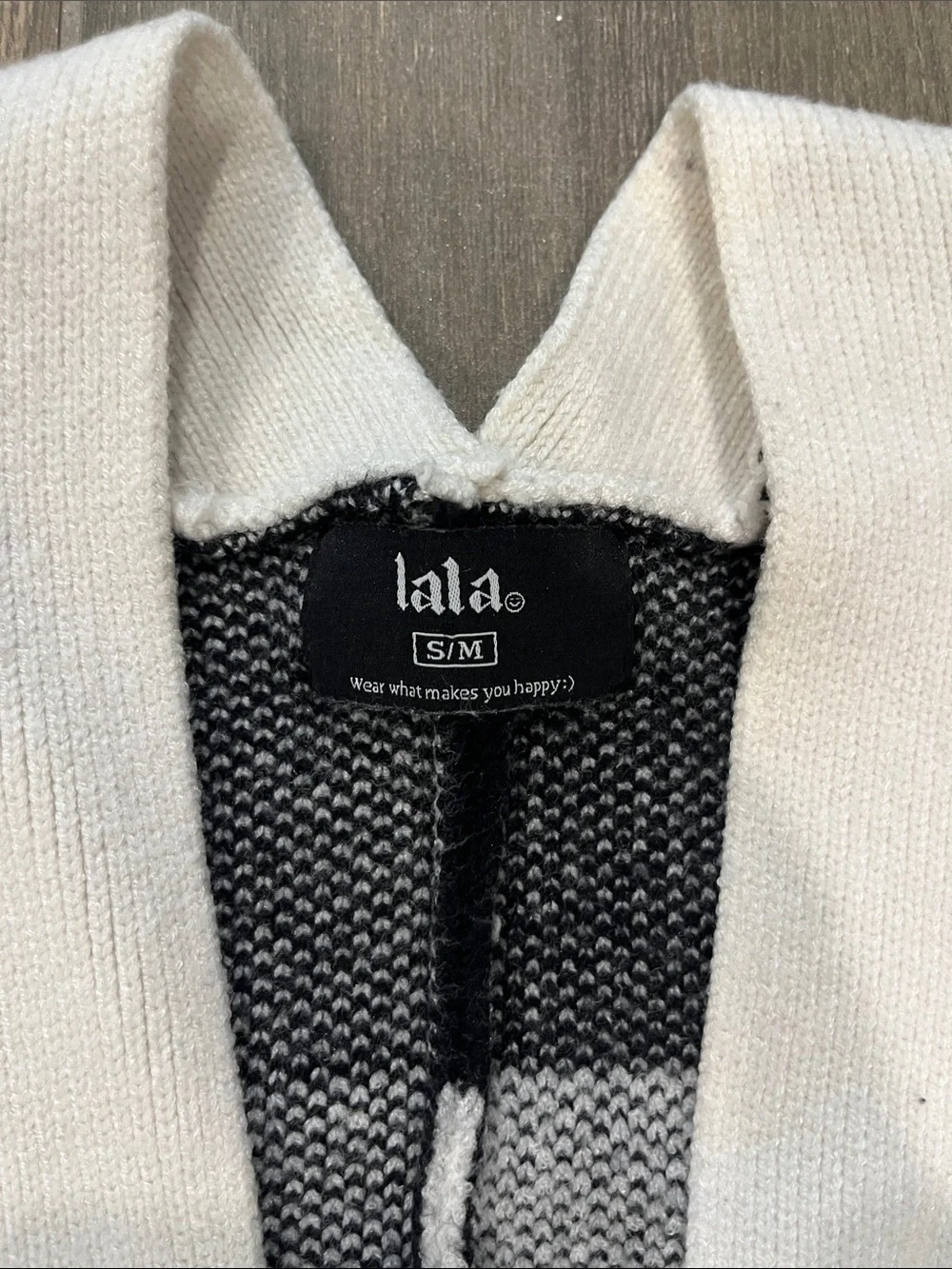 Dressed In Lala Love You Cardigan Sweater Checkerboard white Black S / M - Picture 5 of 8